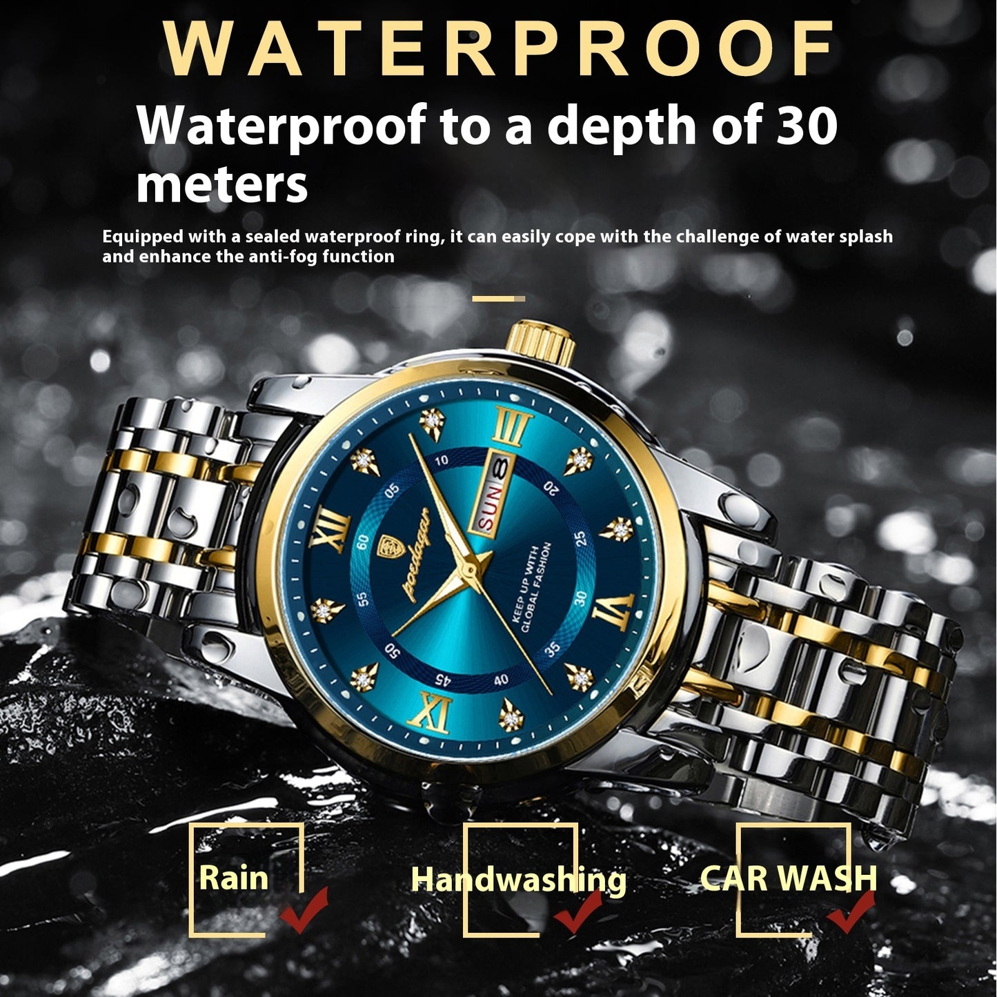 Waterproof Men's Double Calendar Luminous Quartz Watch