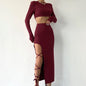 Top Slim-fit Lace Up Mid-length Dress Set