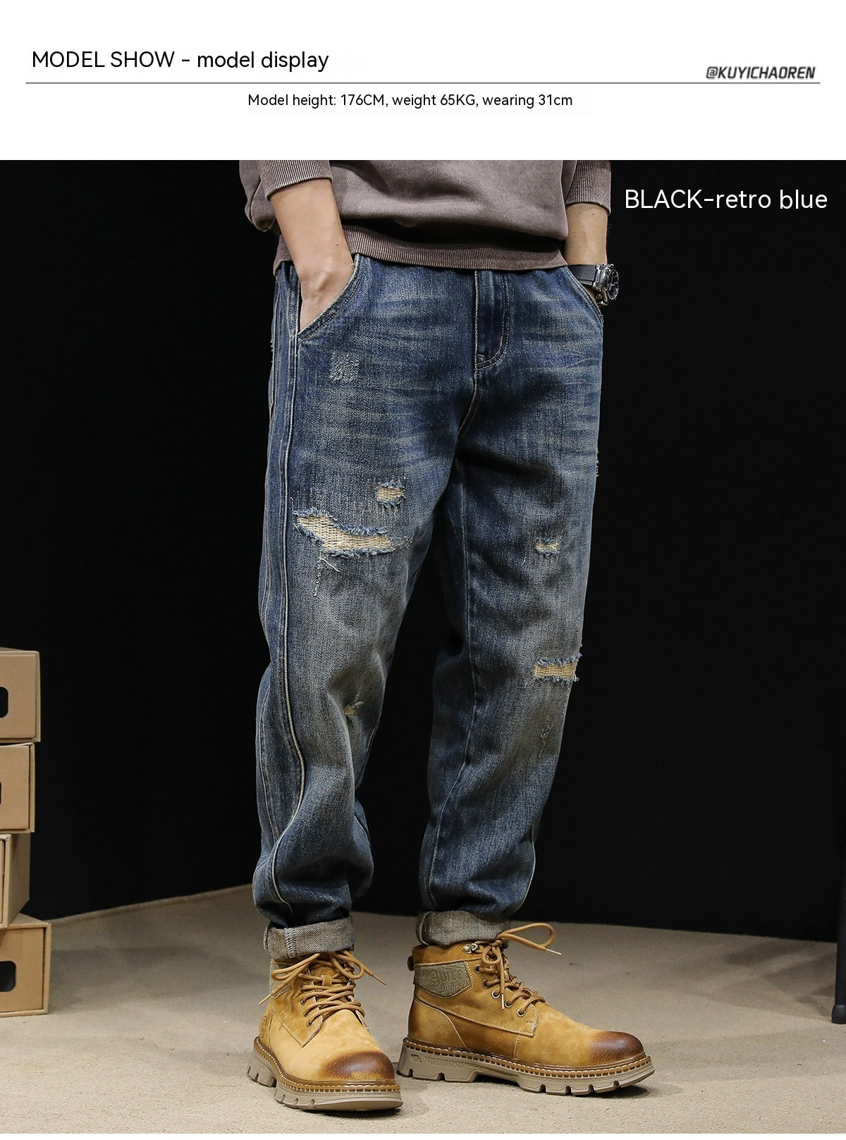 Straight Loose Plus Size Vintage Jeans For Men