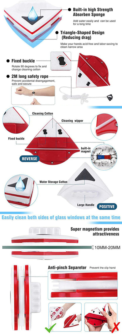 Wipe Glass Artifact Double-layer Strong Magnetic Glass Wiper Cleaning Tool