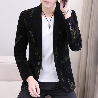 New Style Single Western Men'S Small Suit Printing Casual Suit Jacket Fashion Men'S Clothing