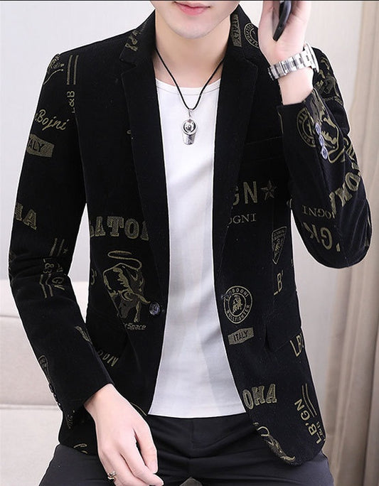 New Style Single Western Men'S Small Suit Printing Casual Suit Jacket Fashion Men'S Clothing