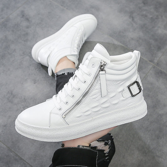 High-top Shoes Men's Leather Casual Shoes Korean Fashion Shoes