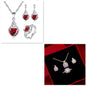 Fashion Jewelry Set Zircon Gem Pendant Chain Choker Necklace For Women Gold Color Stud Earring Statement Wedding Ring