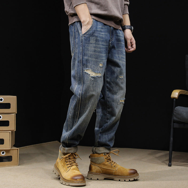 Straight Loose Plus Size Vintage Jeans For Men