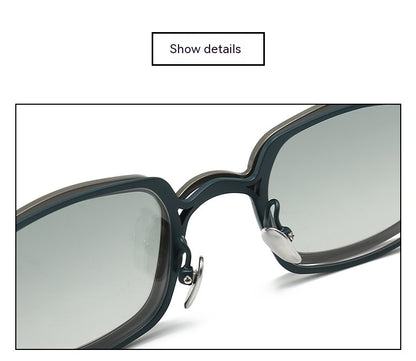 Niche Square Clip Pure Titanium Myopia Sunglasses Artistic Retro Height Magnetic Suction