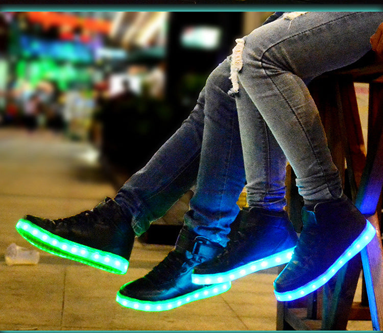 Colorful luminescent board shoes fluorescent sports shoes casual shoes high