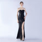 Heavy Industry Shrink-fold Wrinkle Craft Simple Retro Tube Top Evening Dress