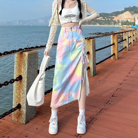 Women's Fashion Gradient Macaron Denim Skirt