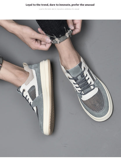 Top Layer Nubuck Plus Large Hole Mesh Breathable Korean Casual Shoes