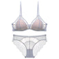 French Lace Underwear Women's Sexy Eyelash Wireless Bra Thin Cotton Triangle Cup