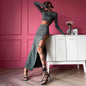 Top Slim-fit Lace Up Mid-length Dress Set