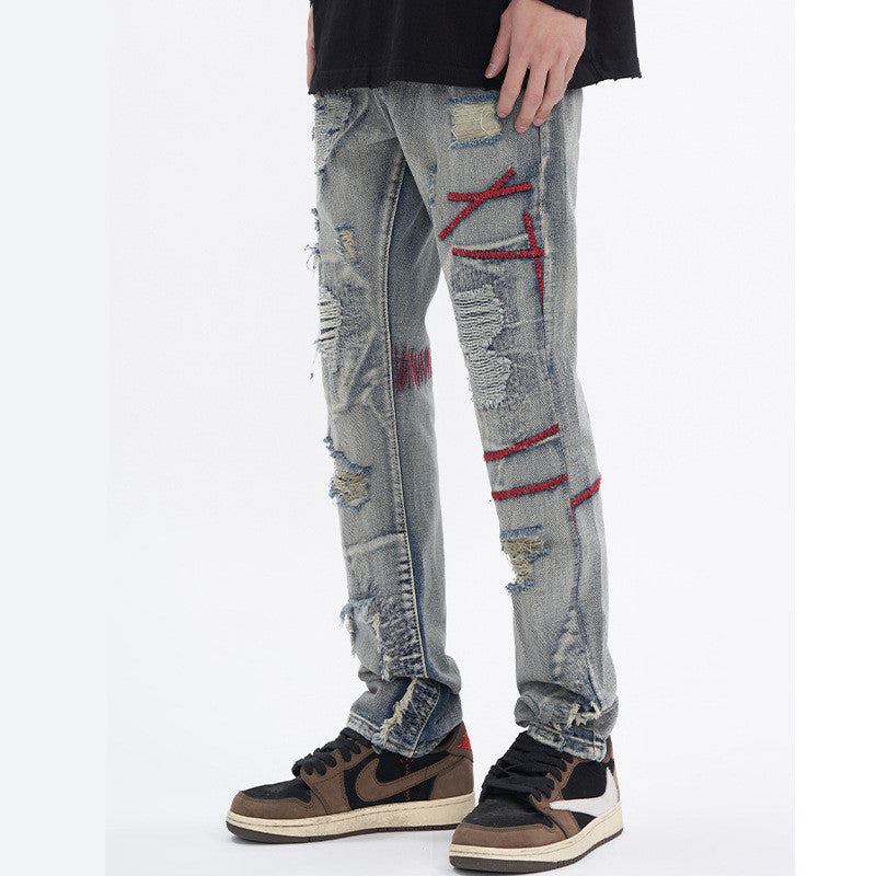 Ripped Vintage Jeans For Men Patch