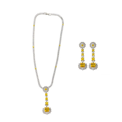 Light Luxury Premium Zircon Pendant Necklace Earring Set