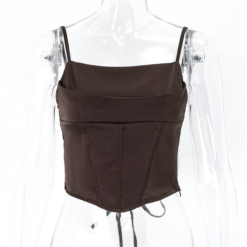 Fashion Suspenders Bottoming Vest For Women